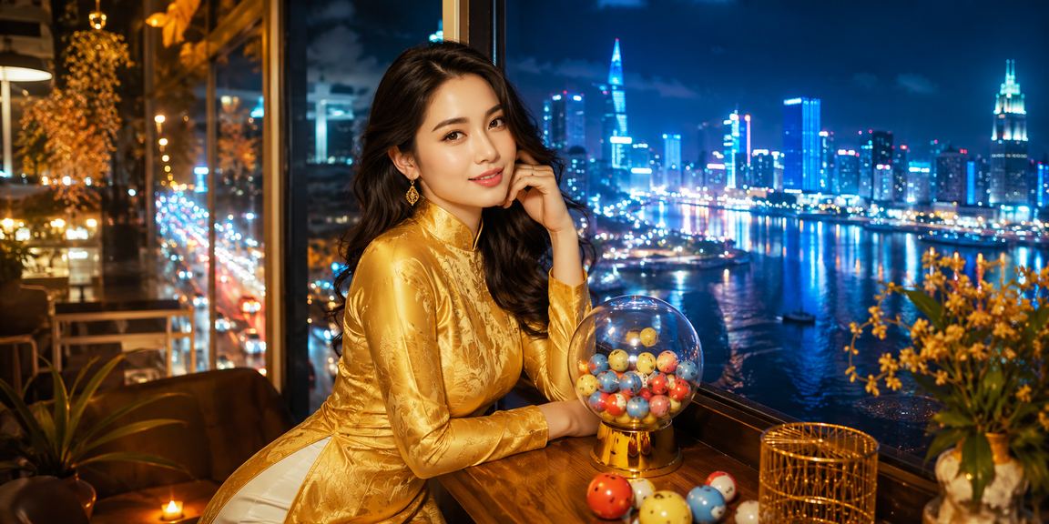 Phụ nữ mặc áo dài tại TP.HCM sử dụng điện thoại để kiểm tra giao dịch thanh toán trực tuyến